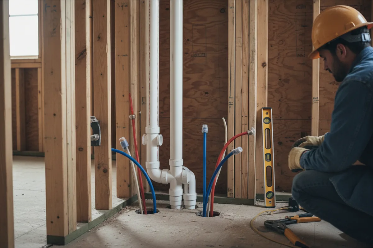 Drain and supply rough-in during Toilet Repair and Installation in Charlotteville