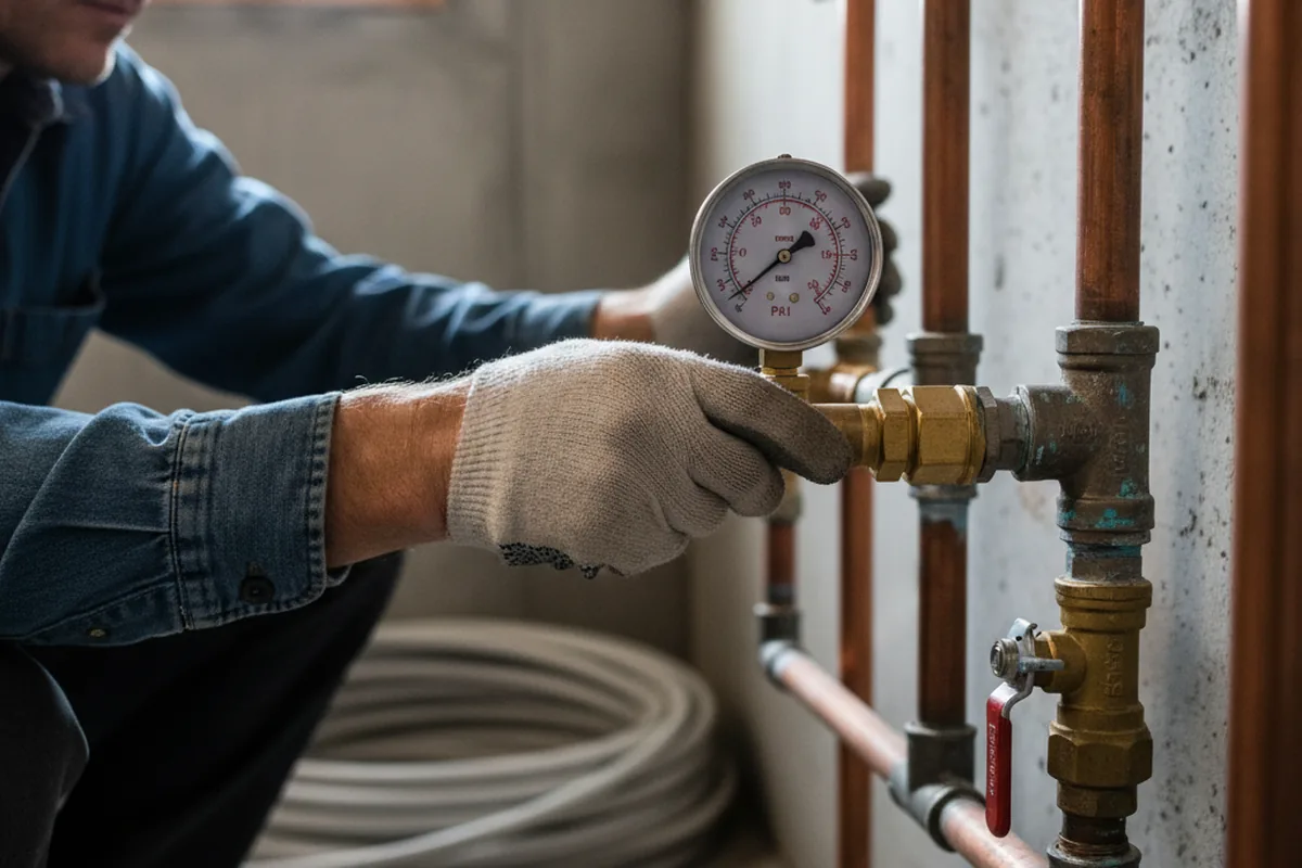 Pressure testing a repaired line during Water Line Repair in Charlotteville
